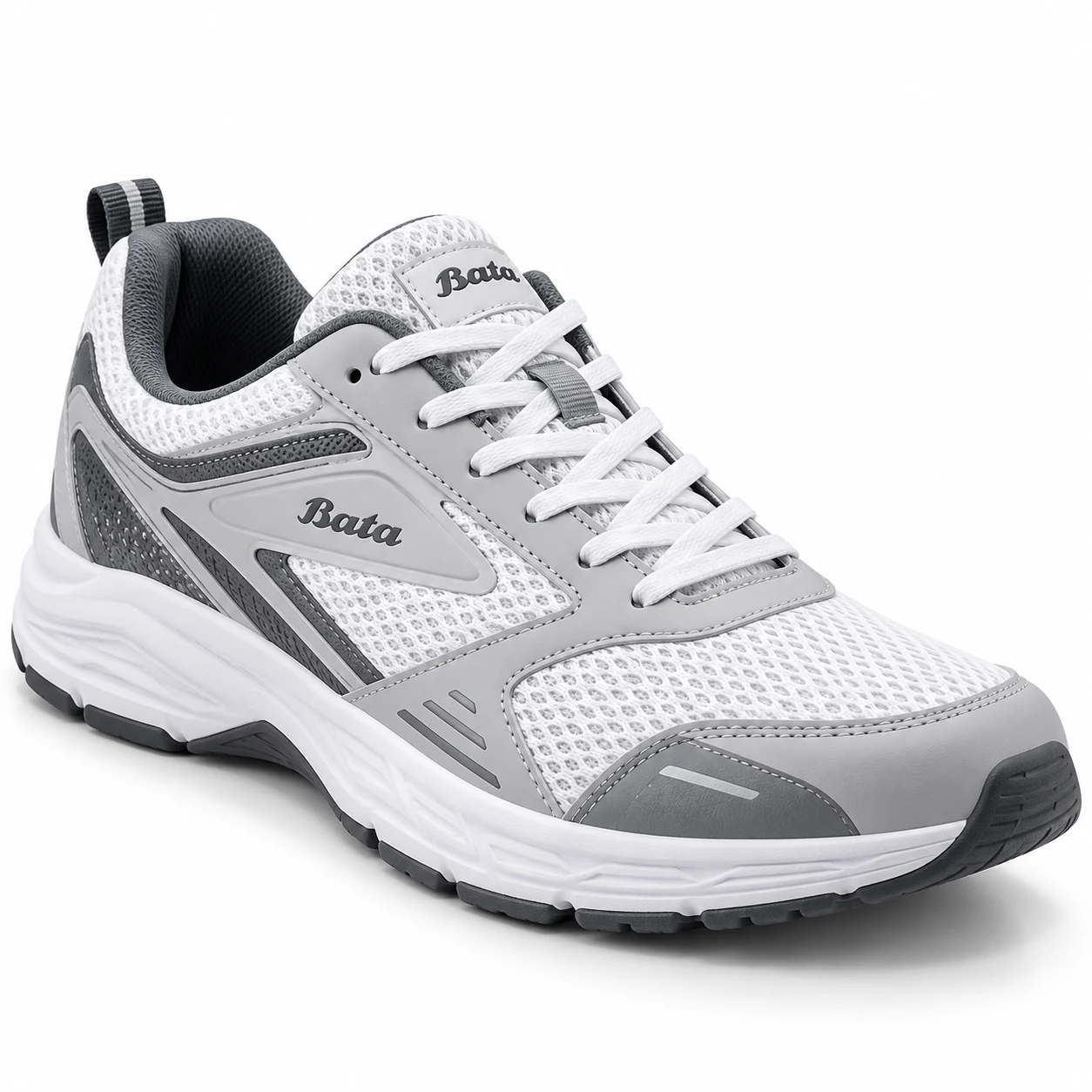 BATA Men's AeroFlow Lightweight White Running Sneakers