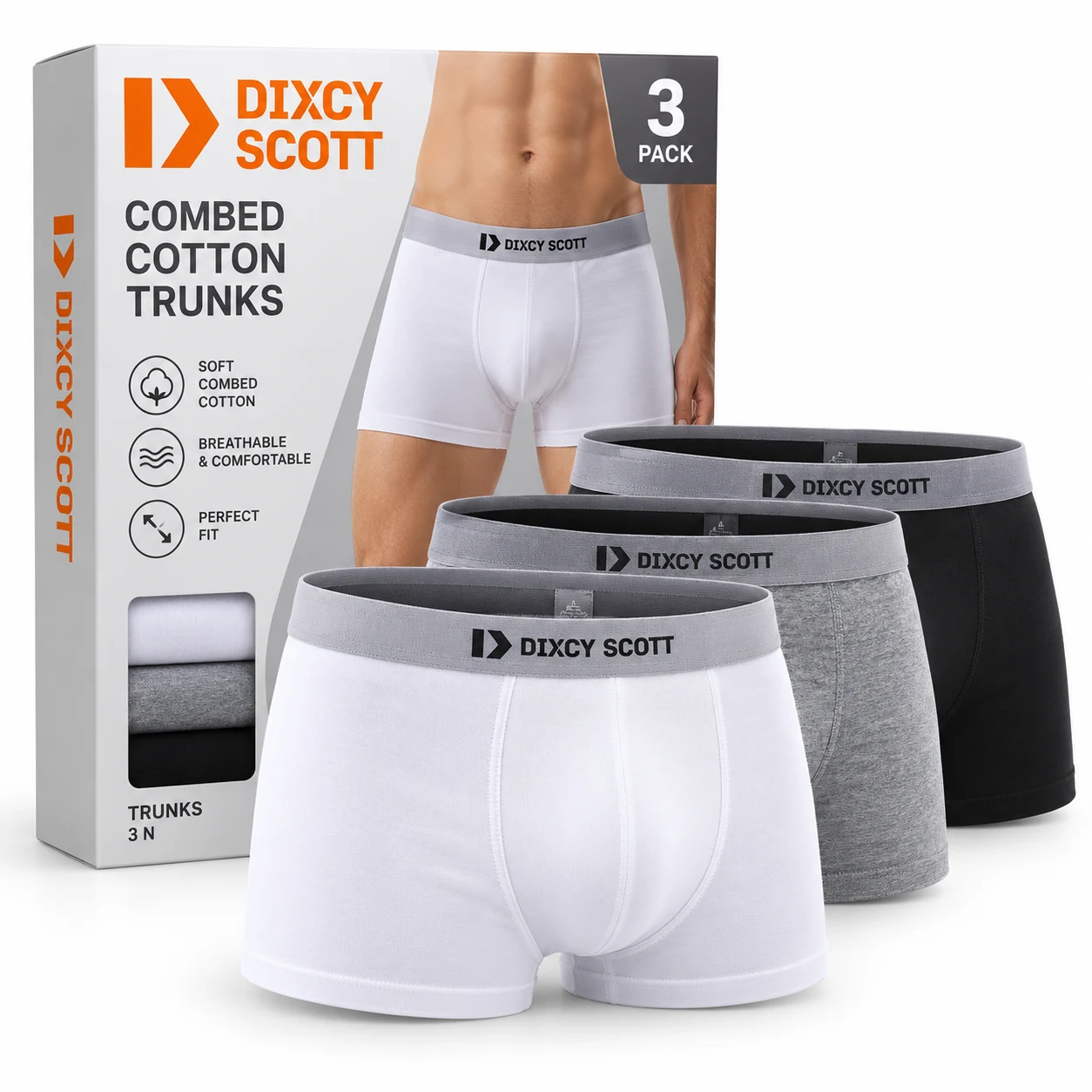 Dixcy Scott Maximus Stretch Cotton Trunks (Pack of 3)